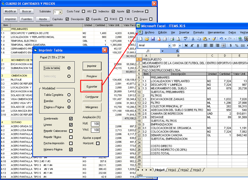Exporte los informes a Excel con un click o cópielos y péguelos en cualquier aplicación externa.